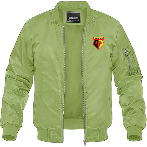 Men's  Watford Soccer Lightweight Bomber Jacket Windbreaker Softshell Varsity Jacket Coat