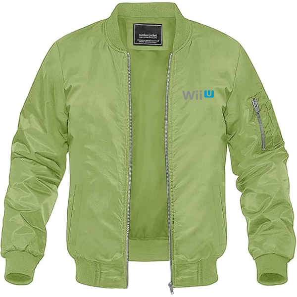 Men's Wii-U Logo Lightweight Bomber Jacket Windbreaker Softshell Varsity Jacket Coat