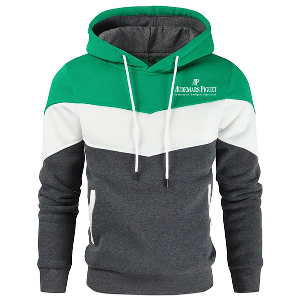 Men's Audemars-Piguet Novelty Color Block Pullover Fleece Hoodie Long Sleeve Casual