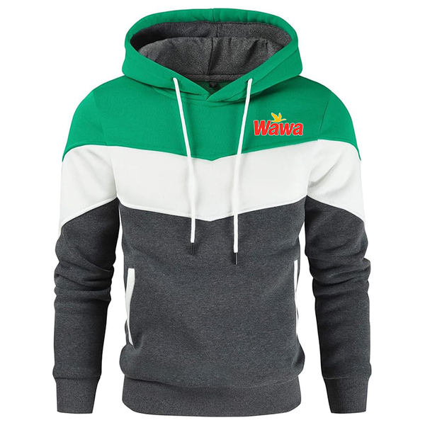 Men's Wawa Gas Station  Gesean  Novelty Color Block Pullover Fleece Hoodie Long Sleeve Casual