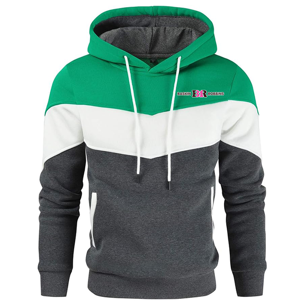 Men's Baskin-Rоbbins   Novelty Color Block Pullover Fleece Hoodie Long Sleeve Casual