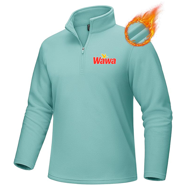 Men's  Wawa Gas Station MAGCOMSEN Men_s Quarter-Zip Pullover Polar Fleece Sweatshirt Stand Collar Long Sleeve Shirt for Men Thermal Winter Fall