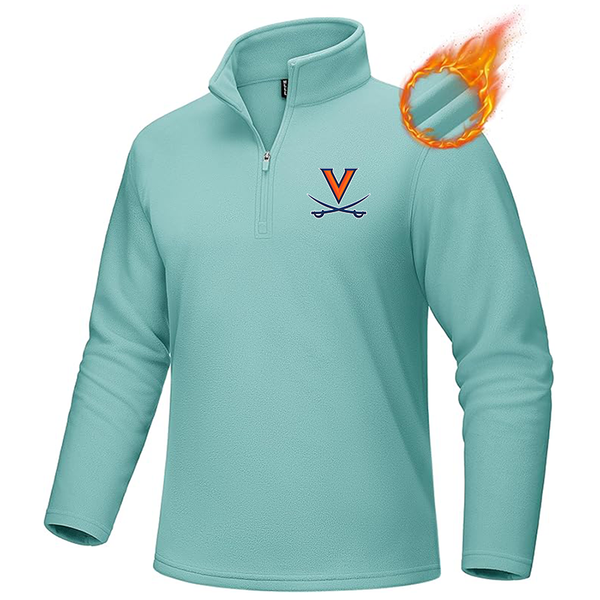 Men's Virginia Cavaliers  MAGCOMSEN Men_s Quarter-Zip Pullover Polar Fleece Sweatshirt Stand Collar Long Sleeve Shirt for Men Thermal Winter Fall