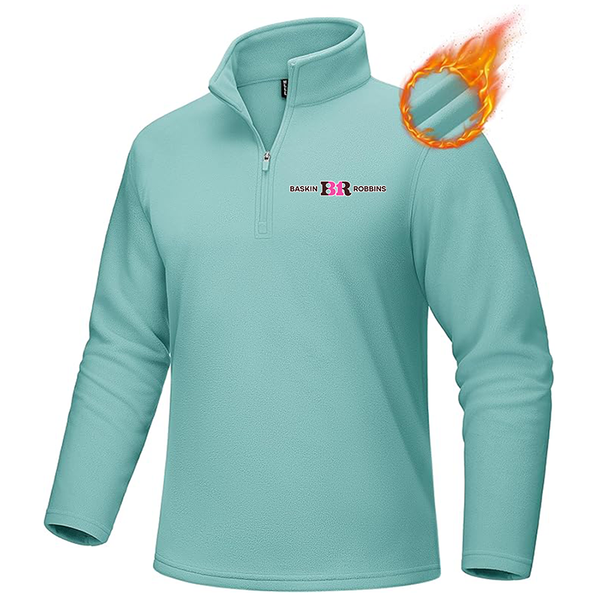 Men's Baskin-Rоbbins MAGCOMSEN Men_s Quarter-Zip Pullover Polar Fleece Sweatshirt Stand Collar Long Sleeve Shirt for Men Thermal Winter Fall
