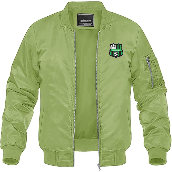 Men's U.S. Sassuolo Soccer Lightweight Bomber Jacket Windbreaker Softshell Varsity Jacket Coat