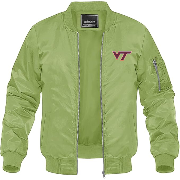 Men's  Virginia Tech Hokies   Lightweight Bomber Jacket Windbreaker Softshell Varsity Jacket Coat