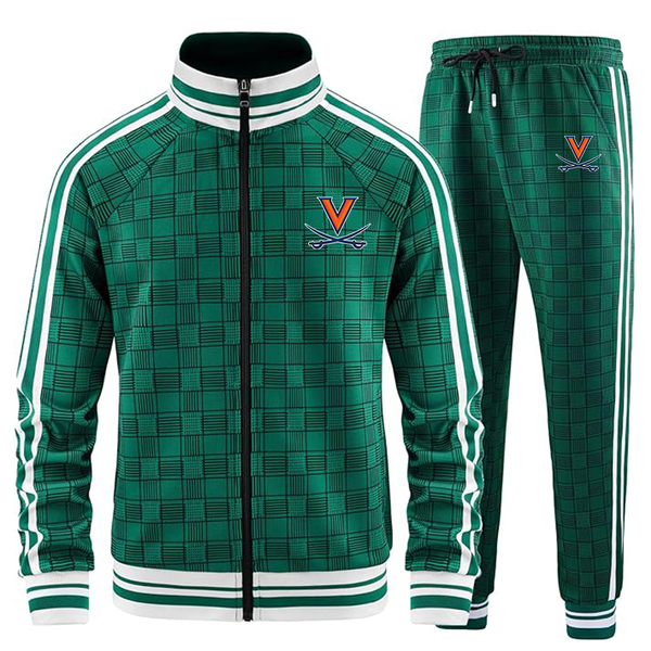 Men's Virginia Cavaliers  Full-zip Long Sleeve Plaid Track Jackets and Pants 2 Piece