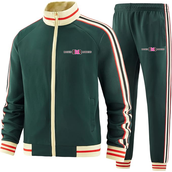 Men's Baskin-Rоbbins Tracksuit with Bold Striped Accents and Zippered Front