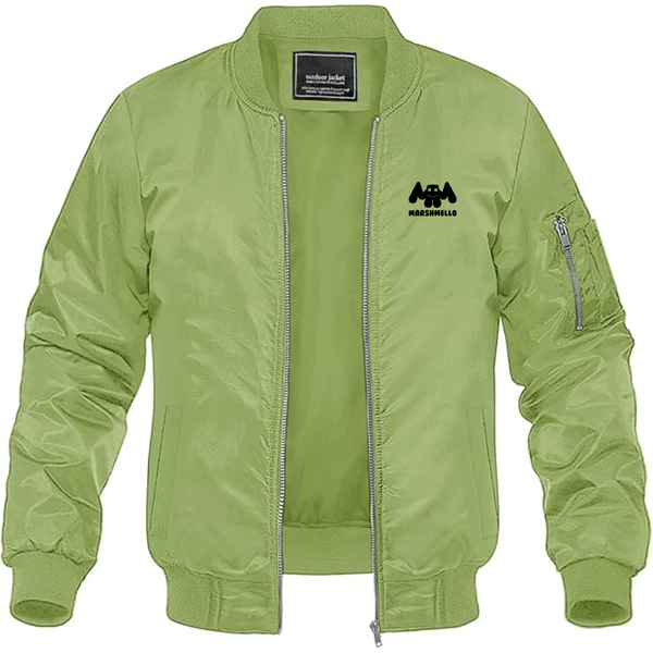 Men's Marshmello Logo Lightweight Bomber Jacket Windbreaker Softshell Varsity Jacket Coat