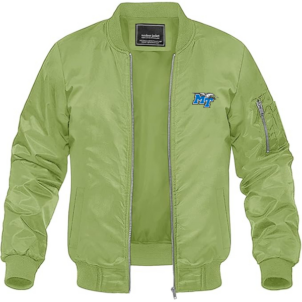 Men's Middle Tennessee Blue Raiders Lightweight Bomber Jacket Windbreaker Softshell Varsity Jacket Coat