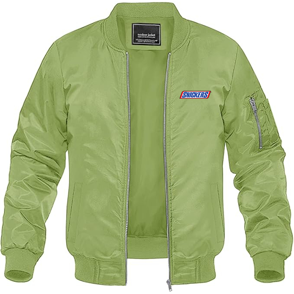 Men's  Snickers Logo Lightweight Bomber Jacket Windbreaker Softshell Varsity Jacket Coat