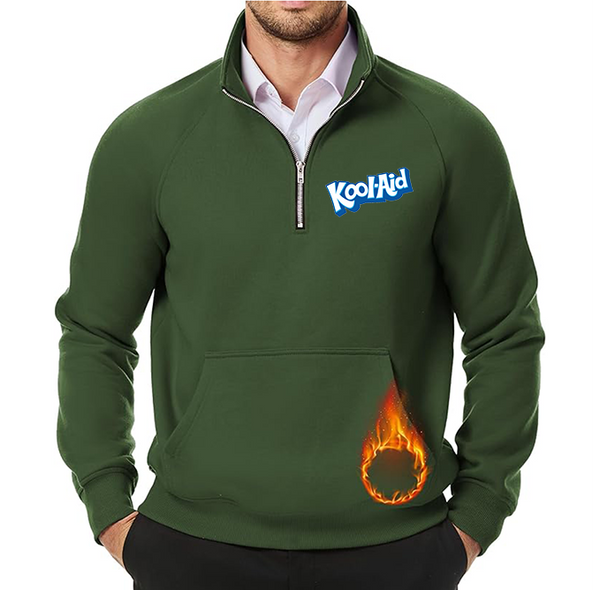 Men's kool-Aid JMIERR Quarter Zip Pullover Heavy Sweatshirts Warm Fleece Sweatshirt Polo Shirt with Pockets