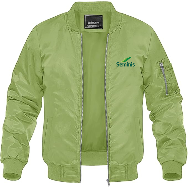 Men's  Seminis  Logo  Lightweight Bomber Jacket Windbreaker Softshell Varsity Jacket Coat