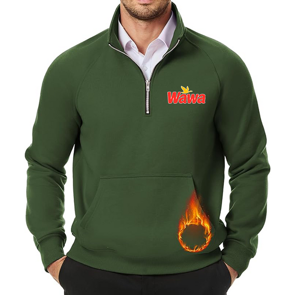 Men's  Wawa Gas Station JMIERR Quarter Zip Pullover Heavy Sweatshirts Warm Fleece Sweatshirt Polo Shirt with Pockets
