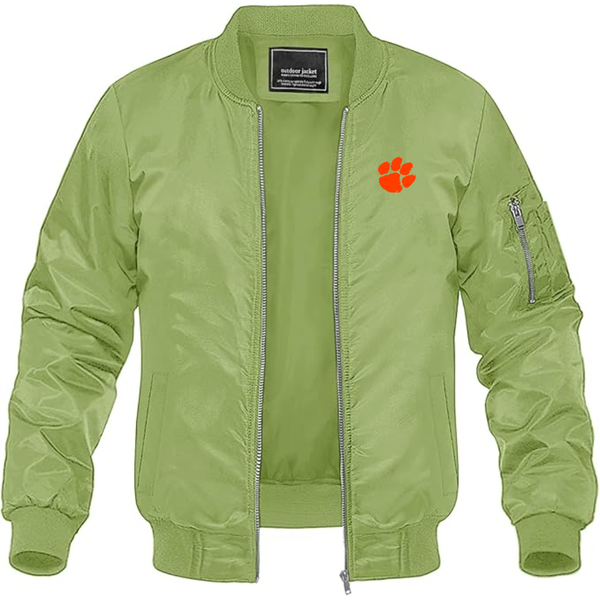 Men's Clemson Tigers Lightweight Bomber Jacket Windbreaker Softshell Varsity Jacket Coat