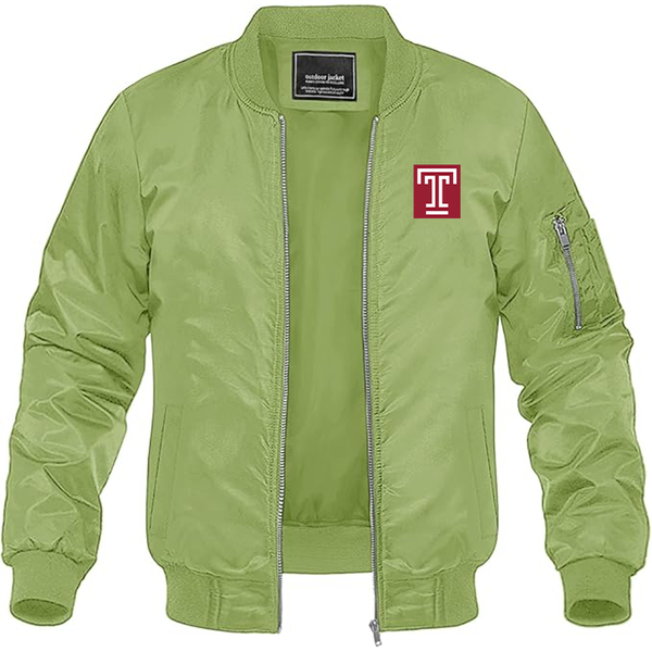 Men's Temple Owls Lightweight Bomber Jacket Windbreaker Softshell Varsity Jacket Coat