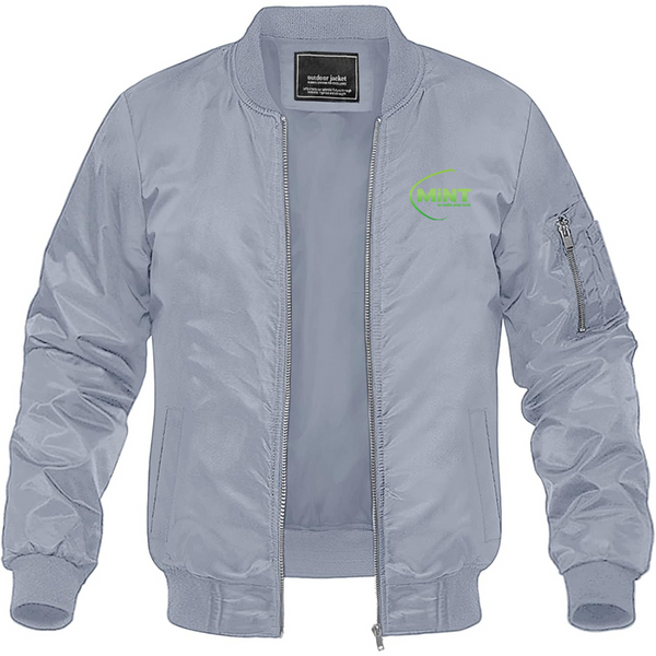 Men's Mint Radio Logo Lightweight Bomber Jacket Windbreaker Softshell Varsity Jacket Coat