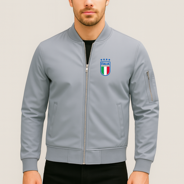 Men's  Italy National Soccer Team Lightweight Bomber Jacket Windbreaker Softshell Varsity Jacket Coat