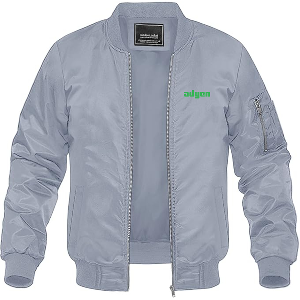 Men's Adyen Logo Lightweight Bomber Jacket Windbreaker Softshell Varsity Jacket Coat