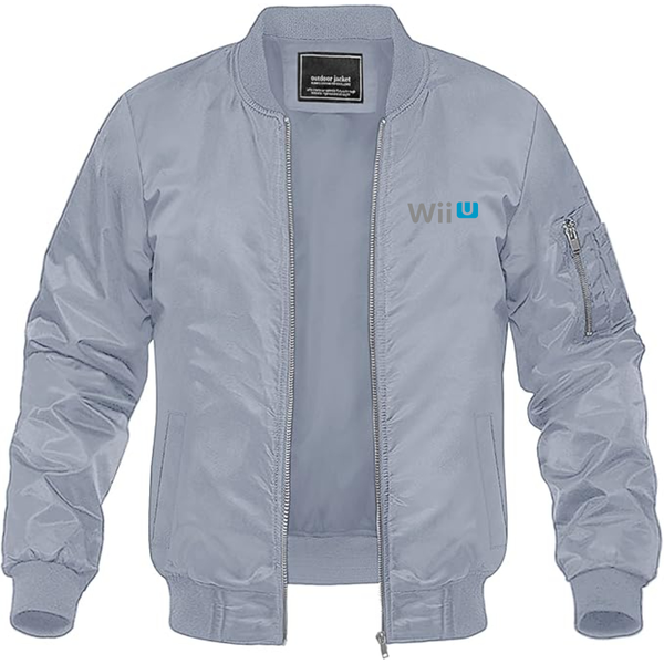 Men's Wii-U Logo Lightweight Bomber Jacket Windbreaker Softshell Varsity Jacket Coat