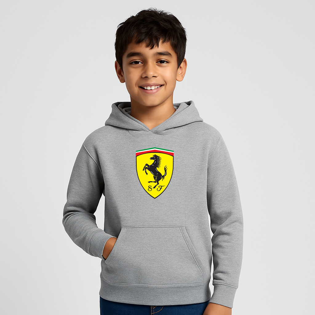 Youth Kids Ferrari Motorsport Car Pullover Hoodie