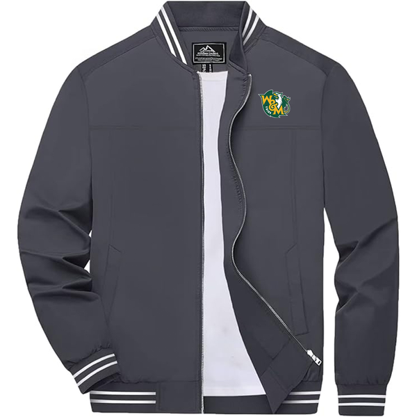 Men's   William and Mary Tribe  Lightweight Zip-Up Bomber Jacket  Ribbed Collar and Cuffs Outerwear