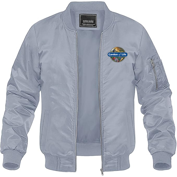 Men's Garden of Life Logo Lightweight Bomber Jacket Windbreaker Softshell Varsity Jacket Coat