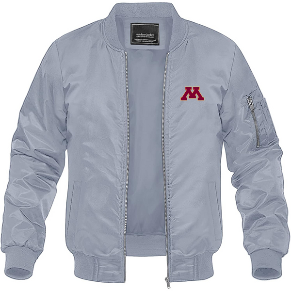 Men's Minnesota Golden Gophers Logo Lightweight Bomber Jacket Windbreaker Softshell Varsity Jacket Coat