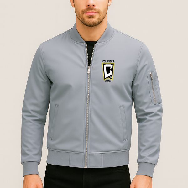 Men's Columbus Crew FC Lightweight Bomber Jacket Windbreaker Softshell Varsity Jacket Coat