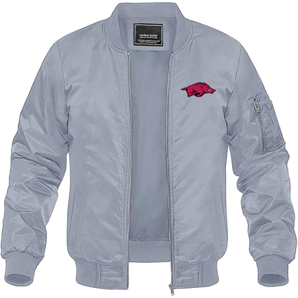 Men's Arkansas Razorbacks Lightweight Bomber Jacket Windbreaker Softshell Varsity Jacket Coat