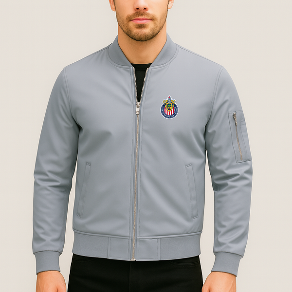 Men's Chivas Football Club Lightweight Bomber Jacket Windbreaker Softshell Varsity Jacket Coat
