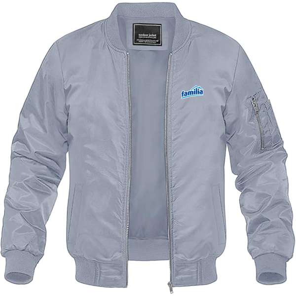 Men's Familia Logo Lightweight Bomber Jacket Windbreaker Softshell Varsity Jacket Coat