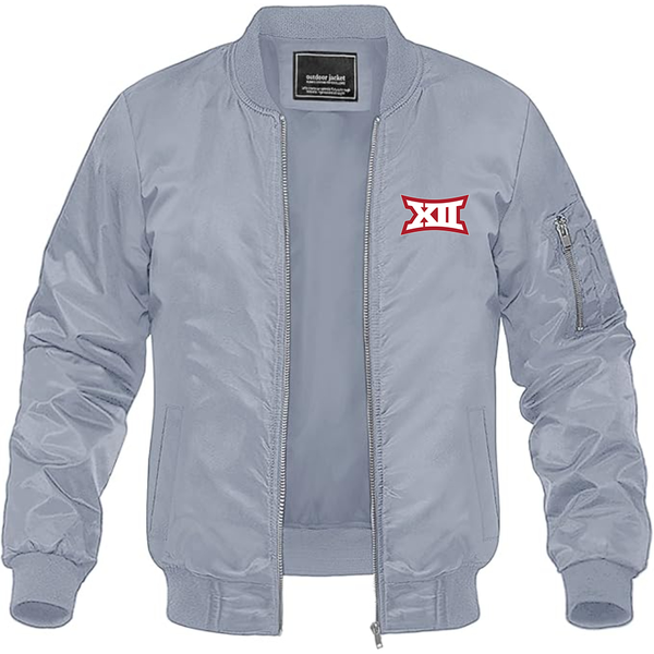 Men's  Big 12 Conference Lightweight Bomber Jacket Windbreaker Softshell Varsity Jacket Coat