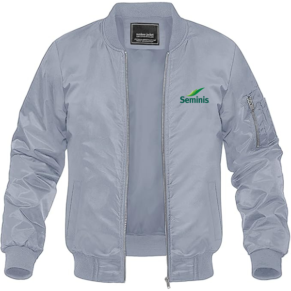 Men's  Seminis  Logo  Lightweight Bomber Jacket Windbreaker Softshell Varsity Jacket Coat