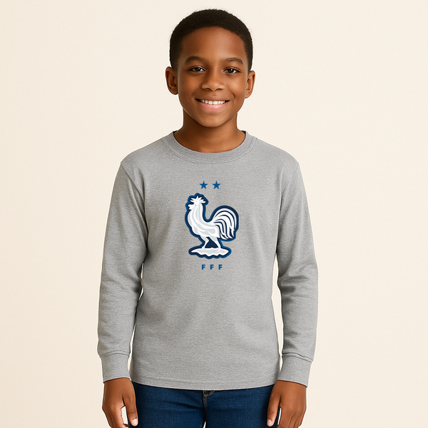 Youth Kids France National Soccer Team  Long Sleeve T-Shirt