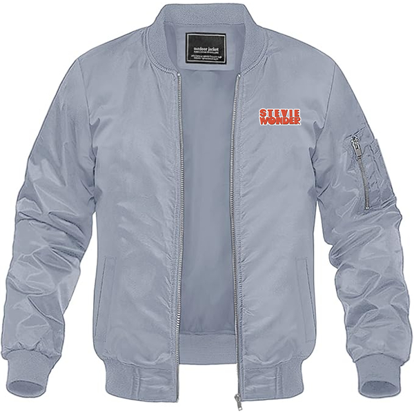 Men's Stevie-Wonder Lightweight Bomber Jacket Windbreaker Softshell Varsity Jacket Coat