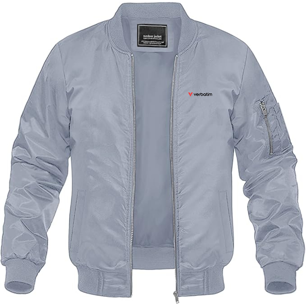 Men's Verbatim Logo Lightweight Bomber Jacket Windbreaker Softshell Varsity Jacket Coat