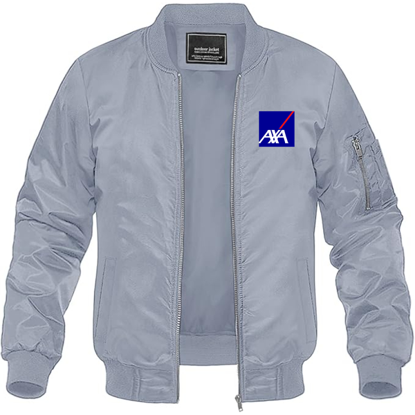 Men's Axa Logo Lightweight Bomber Jacket Windbreaker Softshell Varsity Jacket Coat