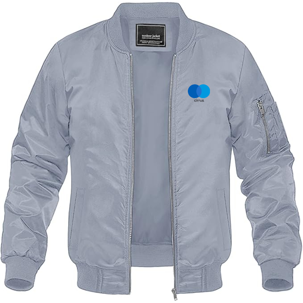 Men's Cirrus Logo Lightweight Bomber Jacket Windbreaker Softshell Varsity Jacket Coat
