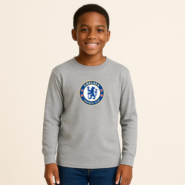Youth Kids Chelsea Soccer Long Sleeve T-Shirt