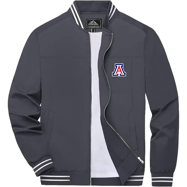 Men's Arizona Wildcats  Lightweight Zip-Up Bomber Jacket with Ribbed Collar and Cuffs Versatile Casual Outerwear