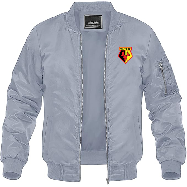 Men's  Watford Soccer Lightweight Bomber Jacket Windbreaker Softshell Varsity Jacket Coat