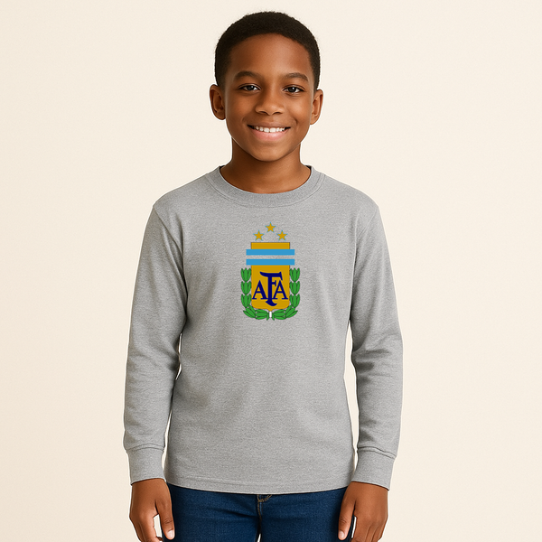 Youth Kids Argentina National Soccer Team Long Sleeve T-Shirt
