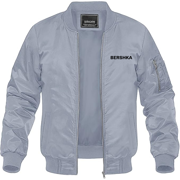 Men's Bershka Logo Lightweight Bomber Jacket Windbreaker Softshell Varsity Jacket Coat