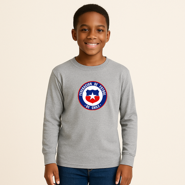 Youth Kids Chile National Soccer Team  Long Sleeve T-Shirt