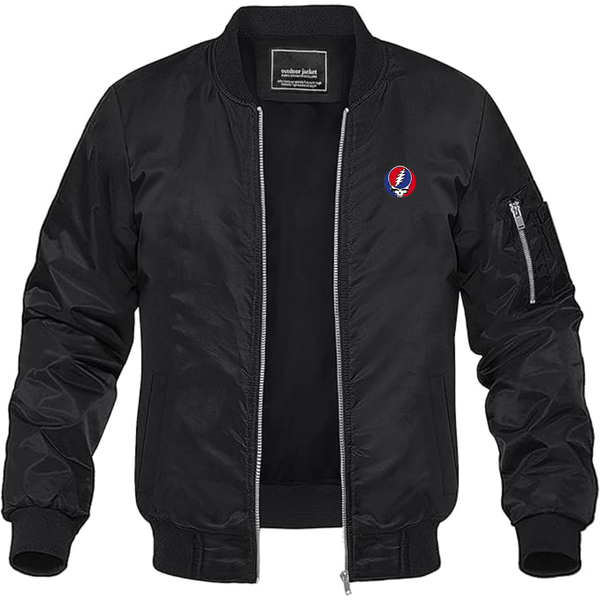 Men's Gratefu Dead Logo Lightweight Bomber Jacket Windbreaker Softshell Varsity Jacket Coat