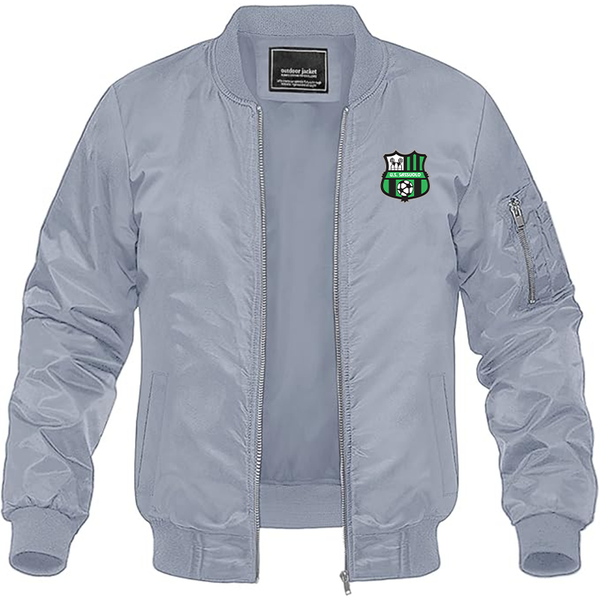 Men's U.S. Sassuolo Soccer Lightweight Bomber Jacket Windbreaker Softshell Varsity Jacket Coat
