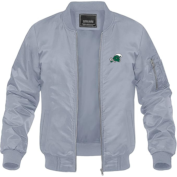 Men's Tulane Green Wave Logo Lightweight Bomber Jacket Windbreaker Softshell Varsity Jacket Coat
