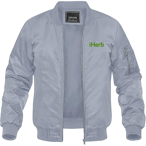 Men's iHerb Logo Lightweight Bomber Jacket Windbreaker Softshell Varsity Jacket Coat