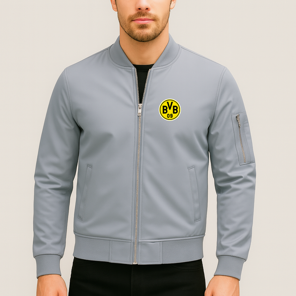 Men's Borussia Dortmund BVB FC Lightweight Bomber Jacket Windbreaker Softshell Varsity Jacket Coat